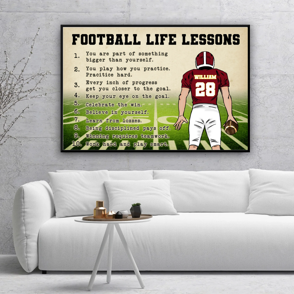 Personalized Football Life Lessons Poster
