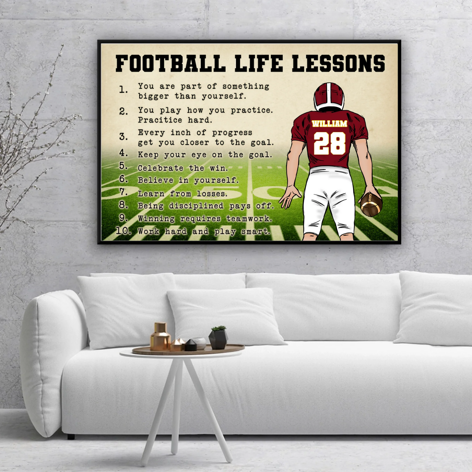 Personalized Football Life Lessons Poster