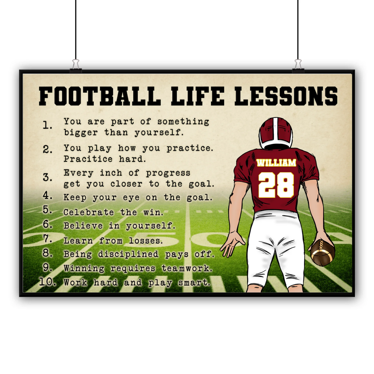 Personalized Football Life Lessons Poster