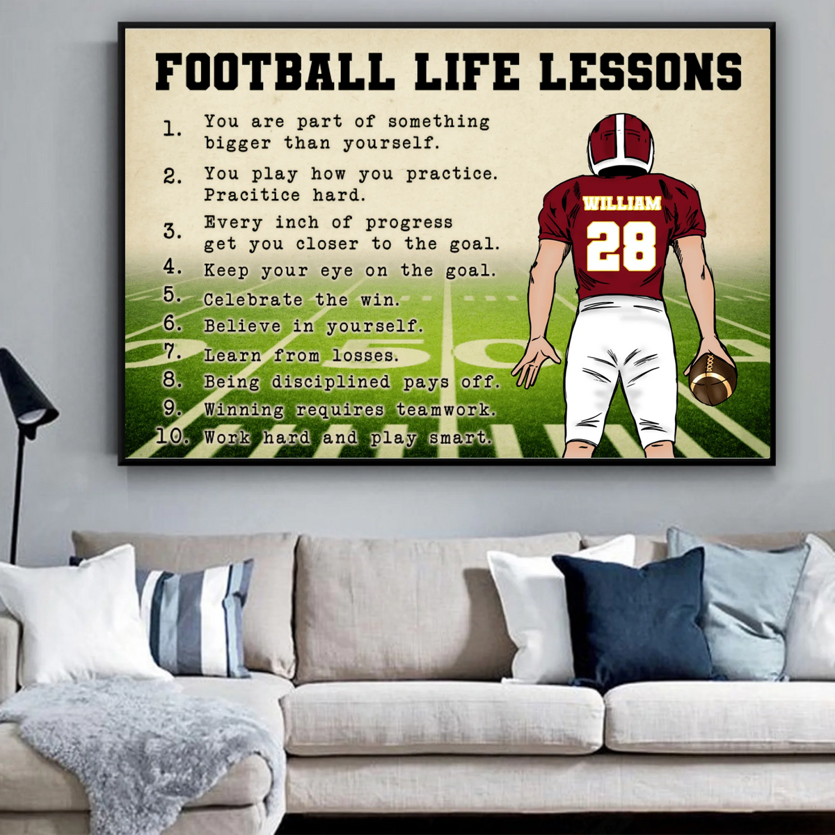 Personalized Football Life Lessons Poster