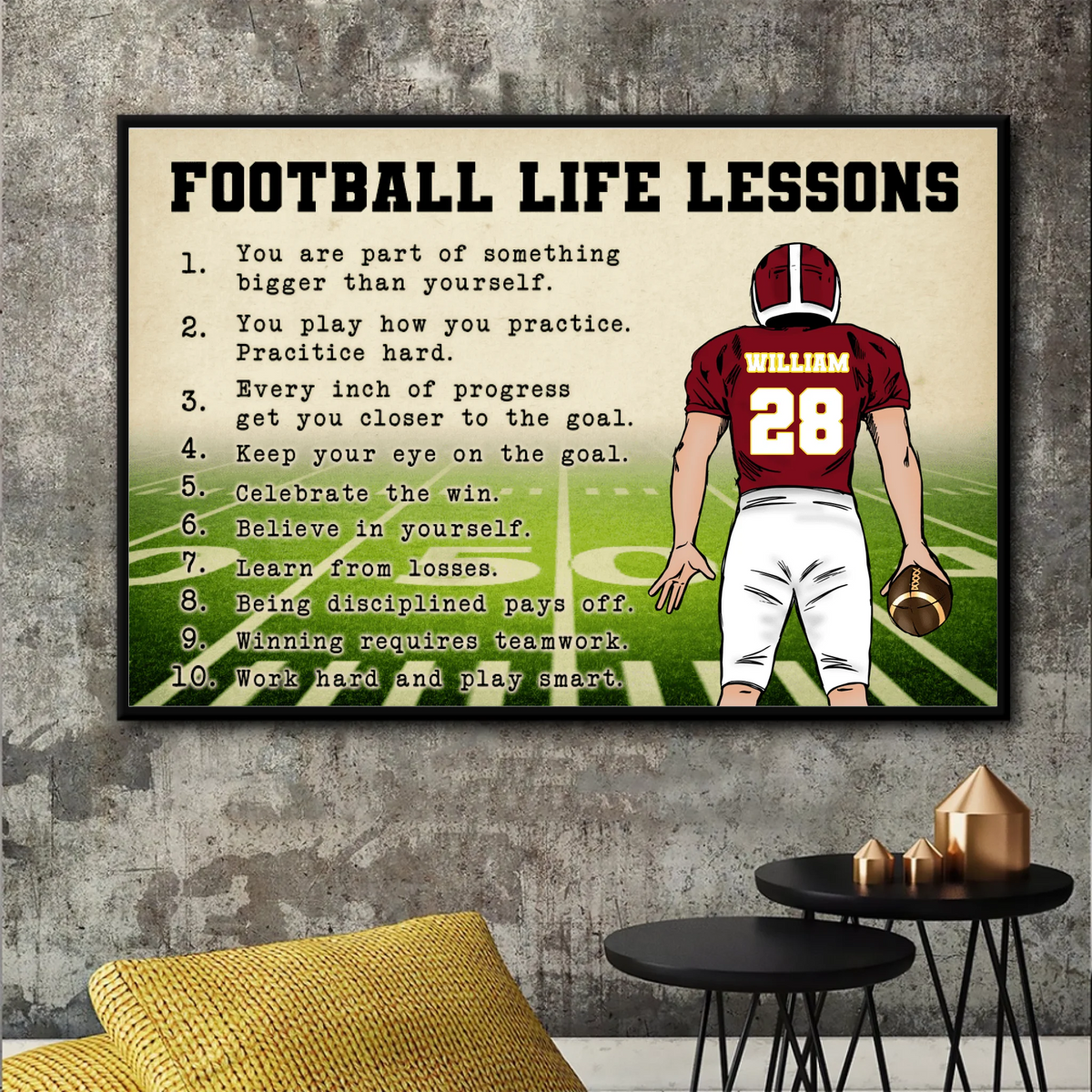 Personalized Football Life Lessons Poster
