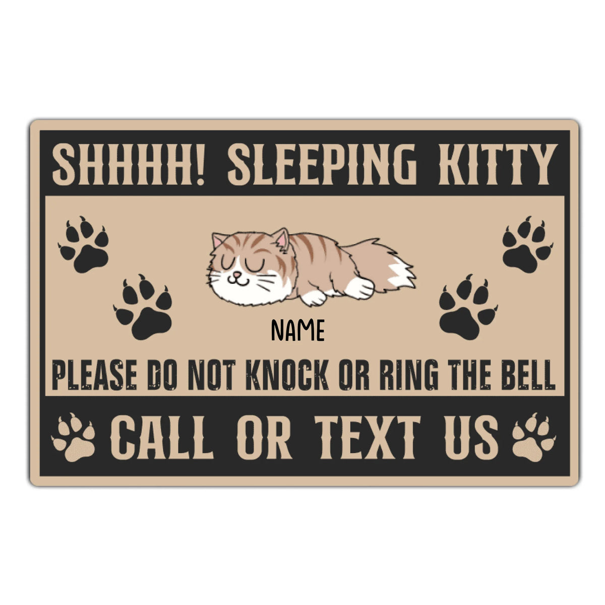 Personalized Shhhh! Sleeping Kitty Doormat