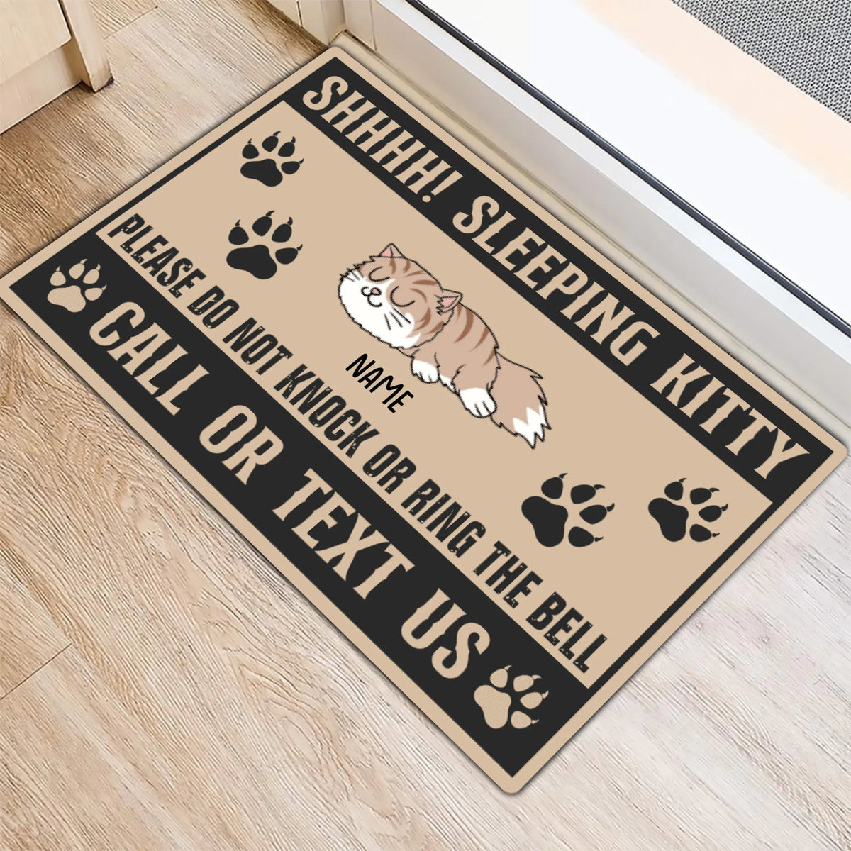 Personalized Shhhh! Sleeping Kitty Doormat