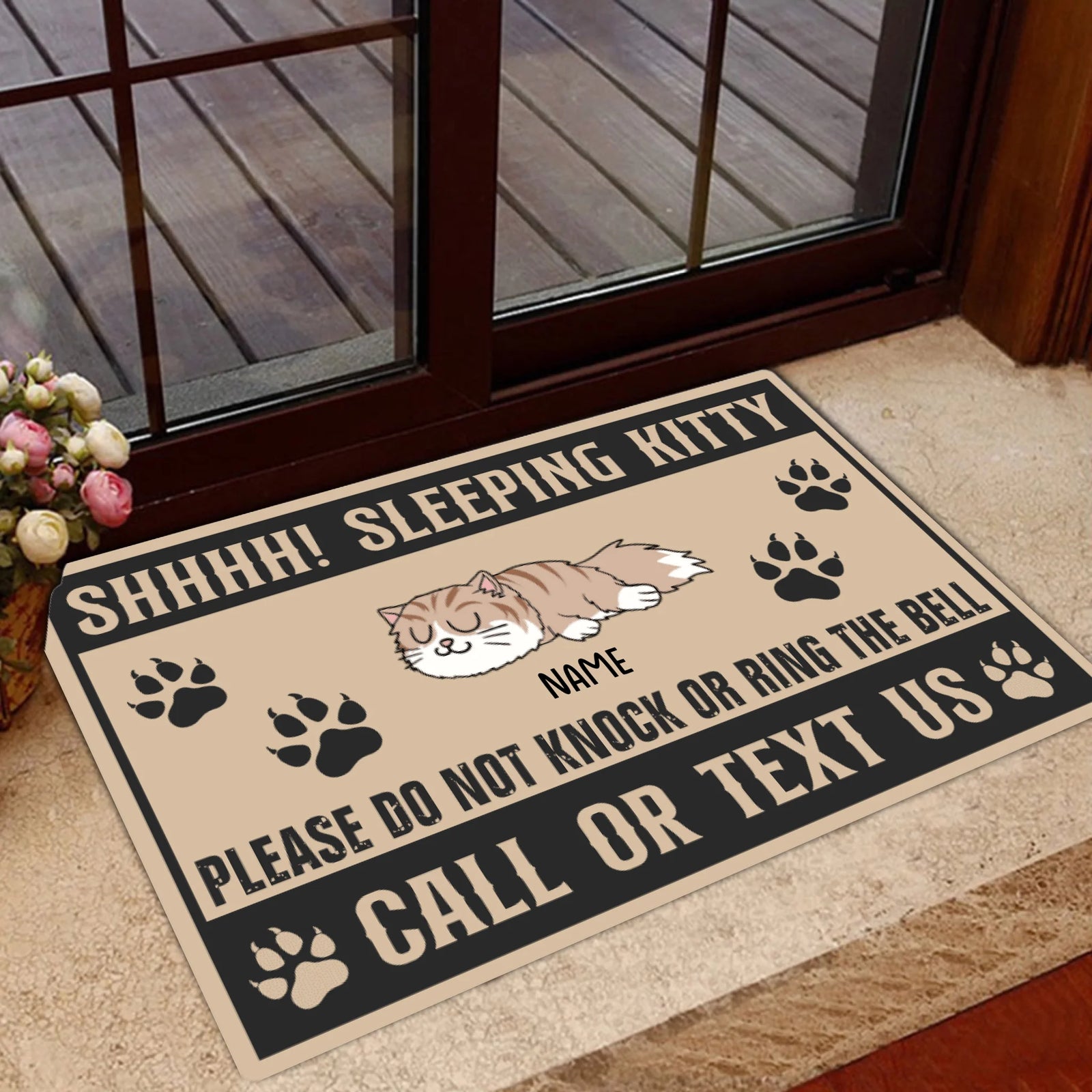 Personalized Shhhh! Sleeping Kitty Doormat