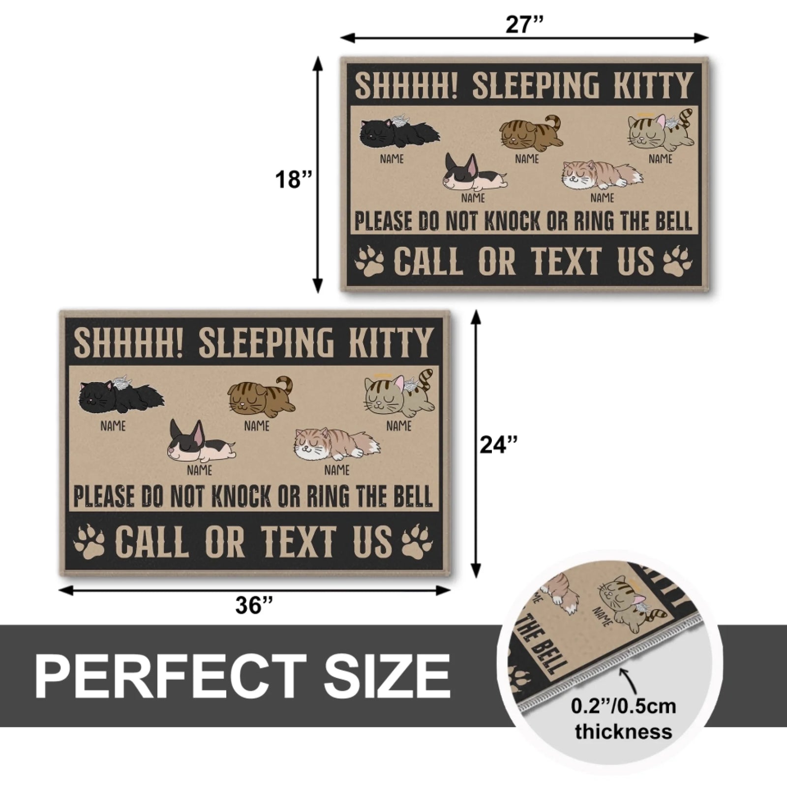 Personalized Shhhh! Sleeping Kitty Doormat