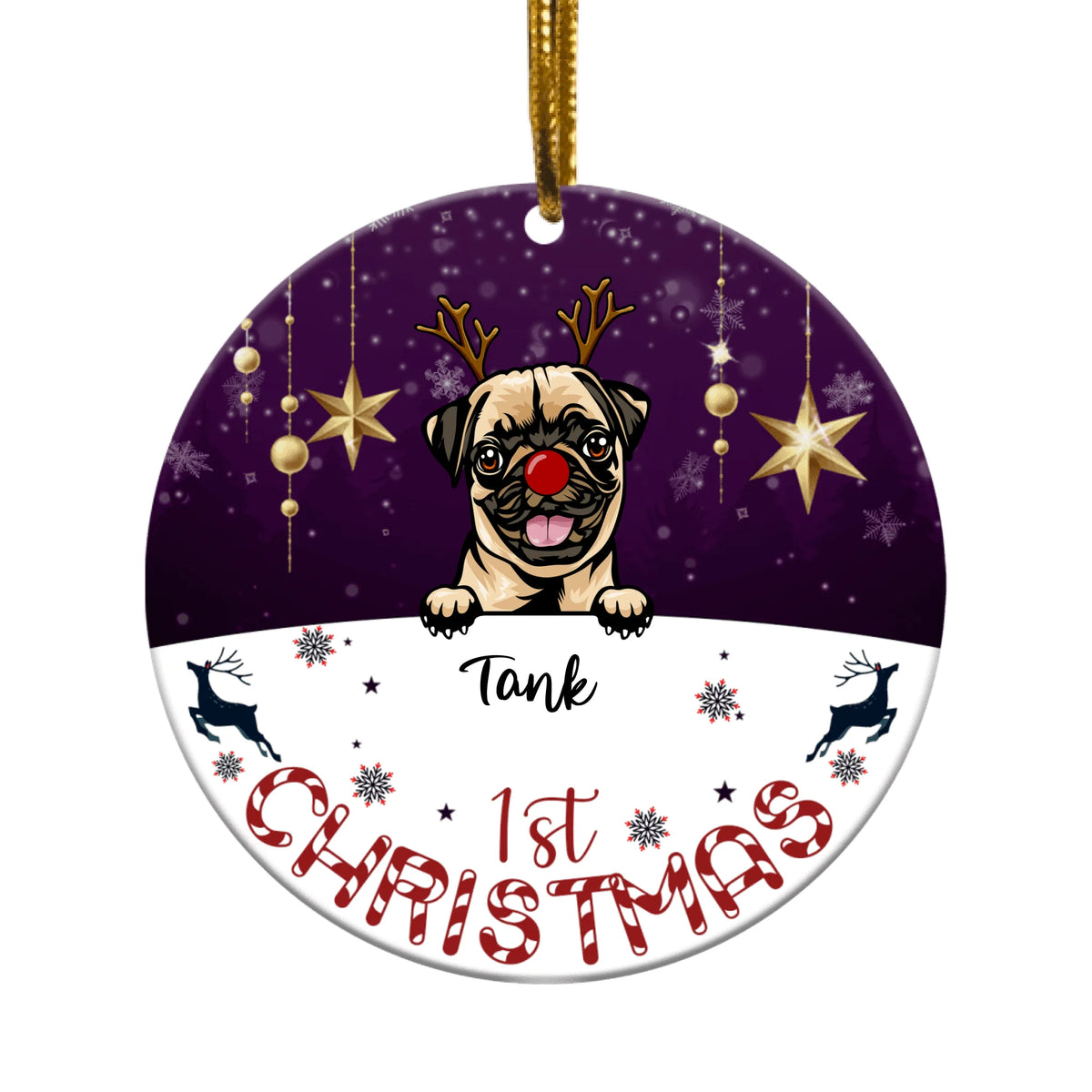 Personalized Dog First Christmas Ceramic Ornament