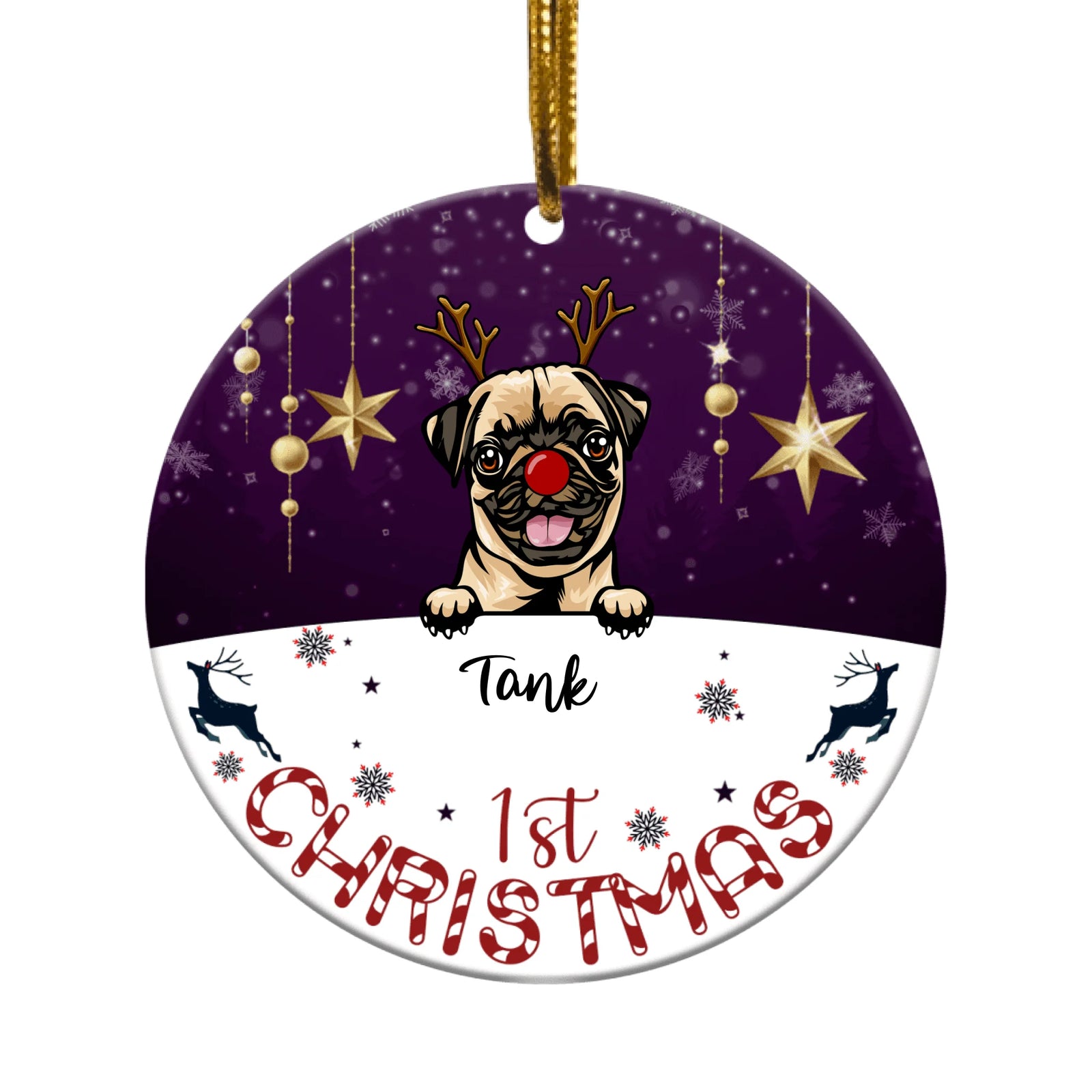 Personalized Dog First Christmas Ceramic Ornament